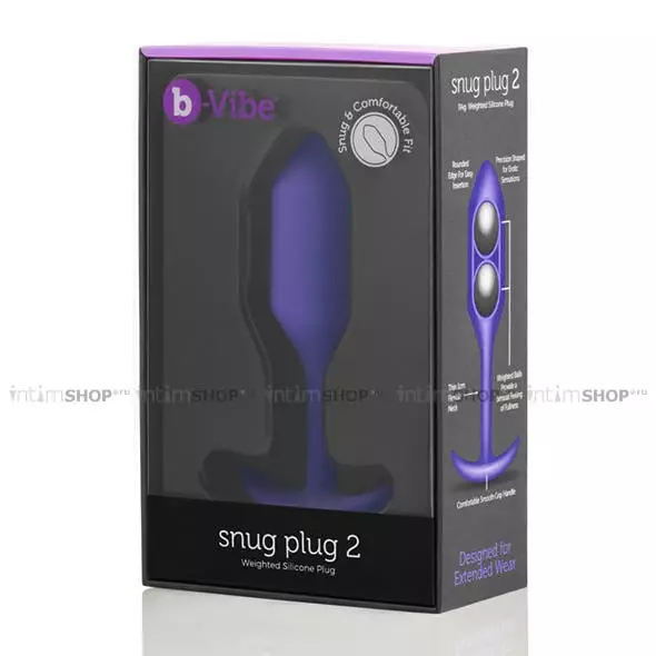 Анальная пробка b-Vibe Snug Plug 2, фиолетовая