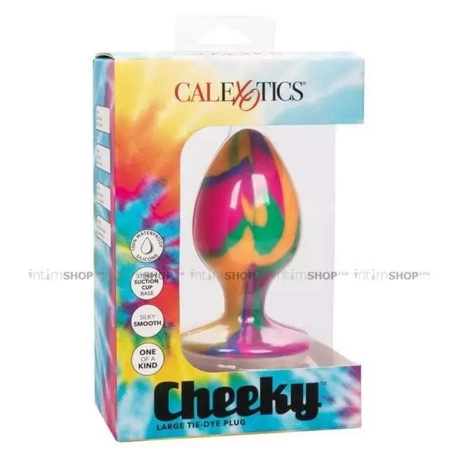 Анальная пробка CalExotics Cheeky Tie-Dye L, разноцветная