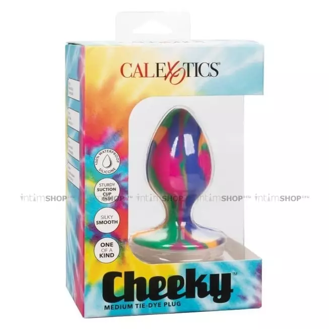 Анальная пробка CalExotics Cheeky Tie-Dye M, разноцветная