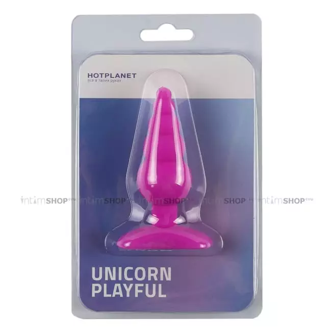 Анальная пробка Hot Planet Unicorn Playful, розовая