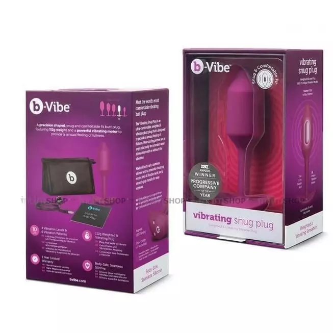 Анальная пробка с вибрацией b-Vibe Vibrating Snug Plug 2, сиреневая