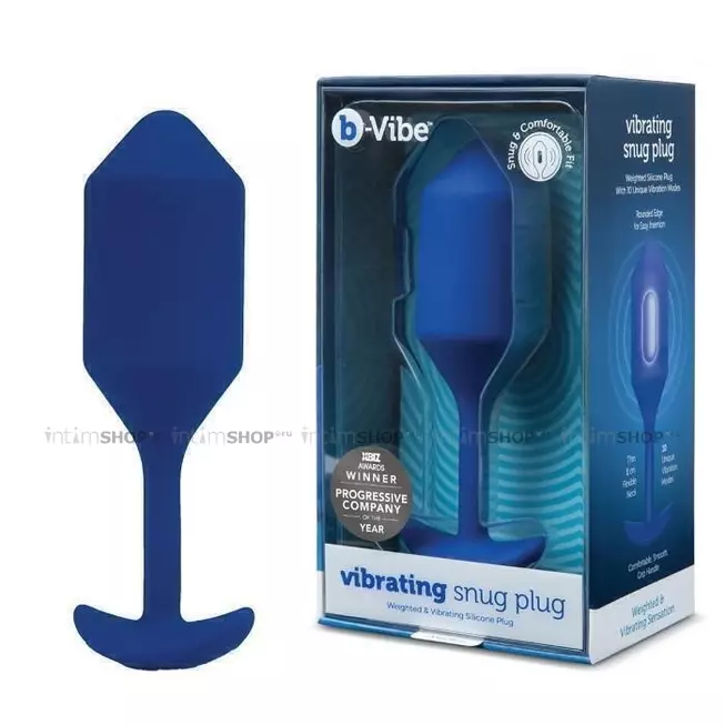 Анальная пробка с вибрацией b-Vibe Vibrating Snug Plug 4, синяя