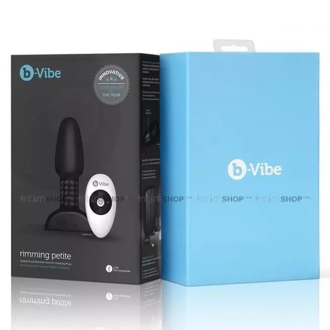 Анальная римминг-пробка с ДУ b-Vibe Rimming Petite, чёрный