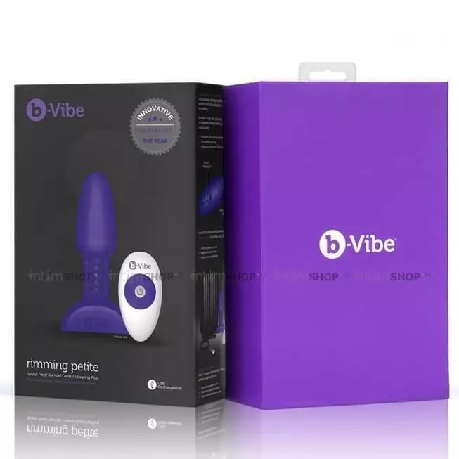 Анальная римминг-пробка с ДУ b-Vibe Rimming Petite, фиолетовый