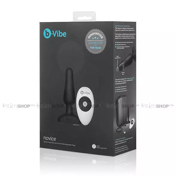 Анальная вибропробка с ДУ b-Vibe Novice, черный