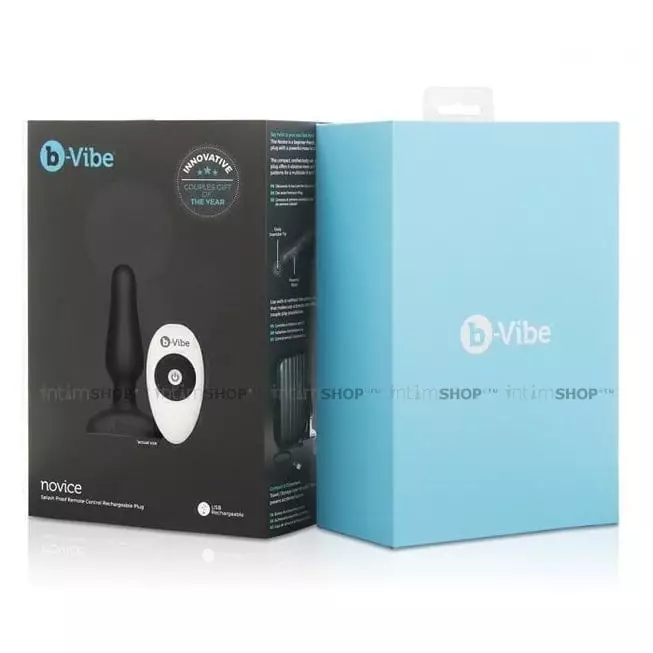 Анальная вибропробка с ДУ b-Vibe Novice, черный