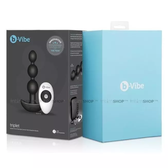 Анальная вибропробка с ДУ b-Vibe Triplet, черный