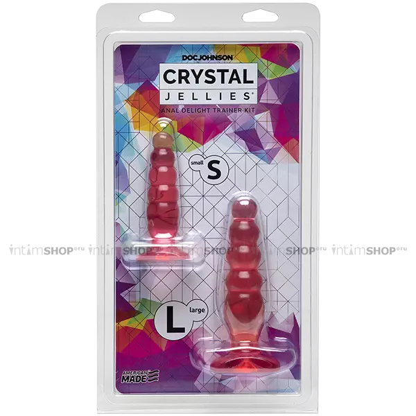 Анальные пробки Doc Johnson Crystal Jellies® Trainer, 2 шт, розовые