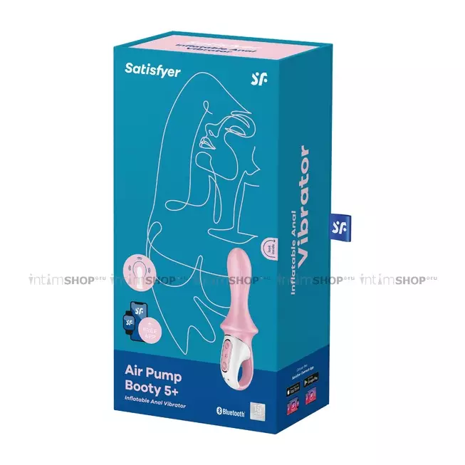 Анальный вибратор с расширением Satisfyer Air Pump Booty 5+, розовый