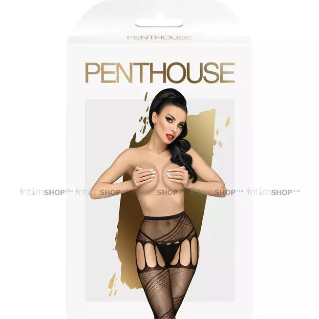 Чулки с поясом Penthouse No Excuses XL, черные