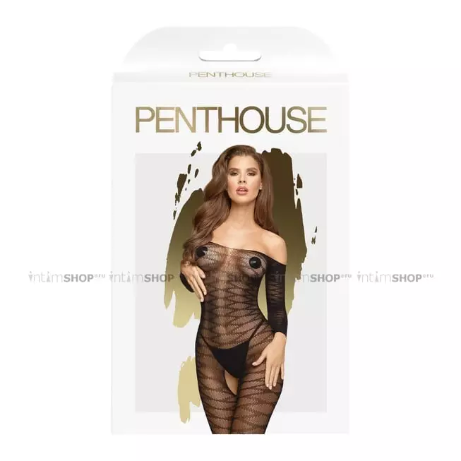 Чулок на тело Penthouse Dreamy Diva, черный, XL