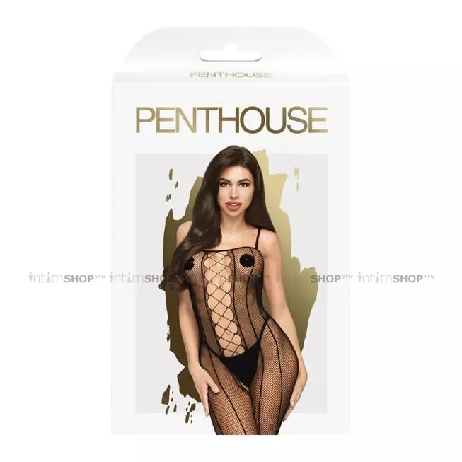 Чулок на тело Penthouse Drop Dead Tasty, черный, XL