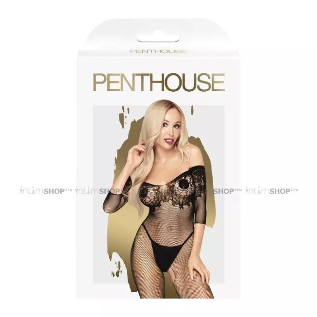 Чулок на тело Penthouse High Profile, черный, XL