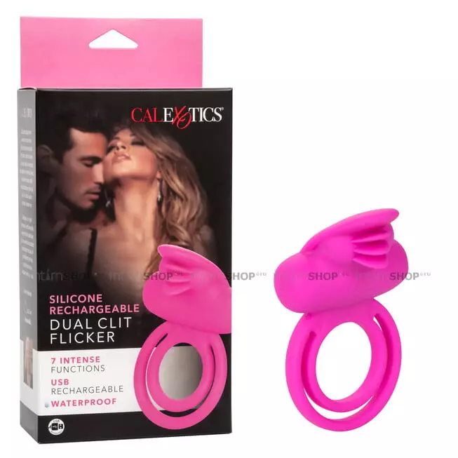 Двойное виброкольцо с язычками CalExotics Dual Clit Flicker Enhancer, розовое