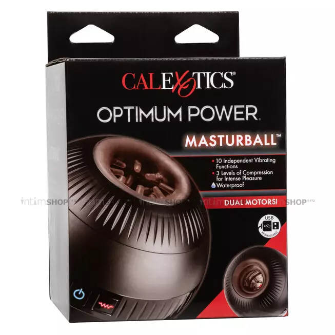 Двухсторонний вибромастурбатор с функцией сжатия CalExotics Optimum Power Masturball, черный