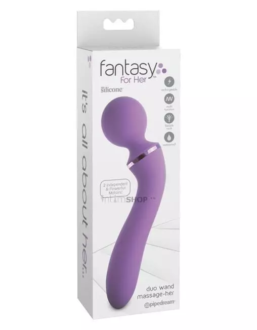 Двусторонний вибратор Pipedream Fantasy For Her Duo Wand Massage-Her, сиреневый