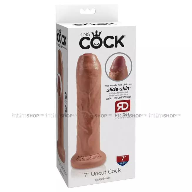 Фаллоимитатор на присоске необрезанный Pipedream King Cock 7