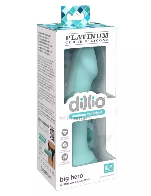 Фаллоимитатор на присоске Pipedream Big Hero Dillio Platinum Collection 17.2 см, бирюзовый