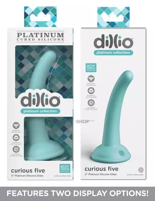 Фаллоимитатор на присоске Pipedream Curious Five Dillio Platinum Collection 14.6 см, бирюзовый