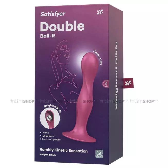 Фаллоимитатор с переменным центром тяжести Satisfyer Double Ball-R, бордовый