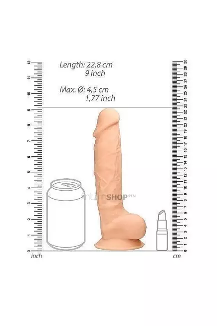 Фаллоимитатор Shots Dildo With Balls 22.8 см, телесный