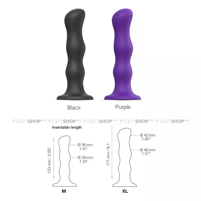 Фаллоимитатор Strap-On-Me Dildo Geisha Ball M 16.5 см, черный