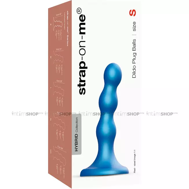 Фаллоимитатор Strap-on-me Dildo Plug Balls S 14 см, голубой металлик