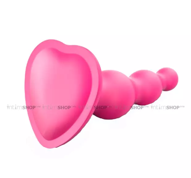 Фаллоимитатор Strap-on-me Dildo Plug Beads Framboise S 14 см, розовый металлик