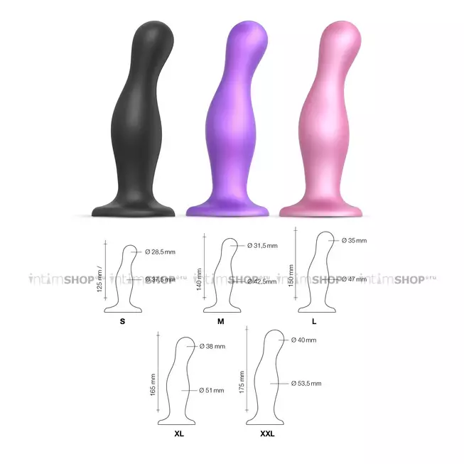 Фаллоимитатор Strap-on-me Dildo Plug Curvy M 15.5 см, фиолетовый металлик