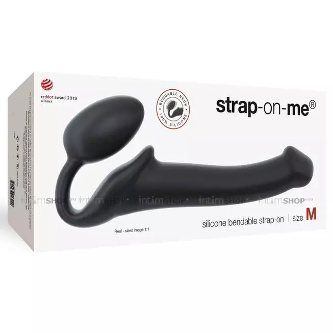 Гибкий страпон Strap-on-me Semi-Realistic M, чёрный