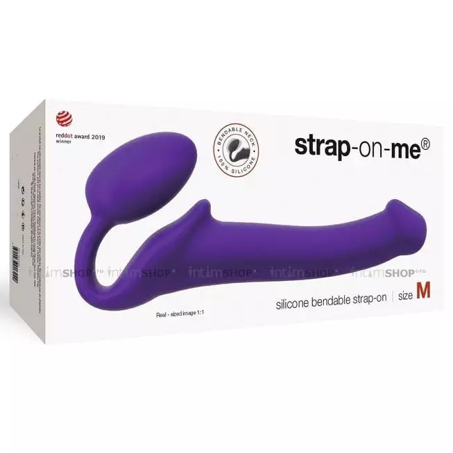 Гибкий страпон Strap-on-me Semi-Realistic M, фиолетовый