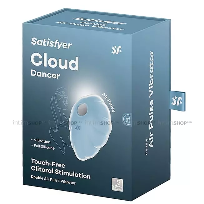 Клиторальный стимулятор с вибрацией Satisfyer Cloud Dancer, голубой