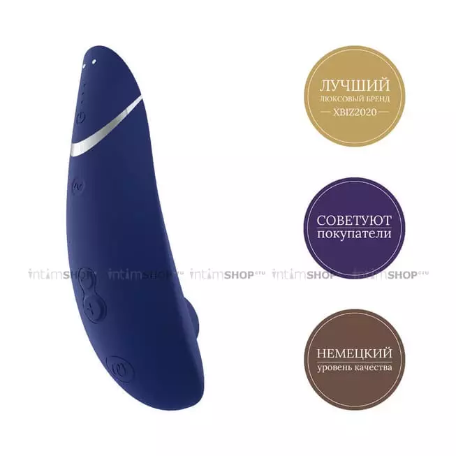 Клиторальный стимулятор Womanizer Premium 2, синий