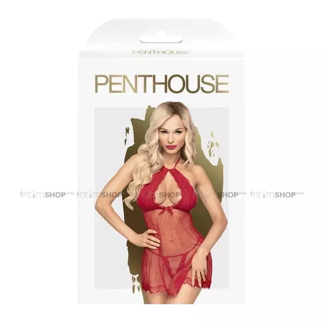 Комплект беби-долл и трусики Penthouse Libido Boost, красный, L/XL