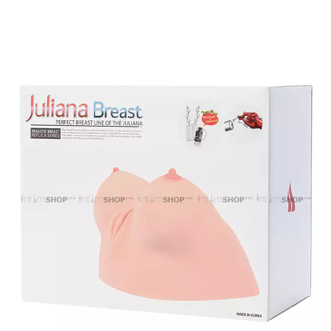 Мастурбатор с вибрацией и ротацией Kokos Juliana Breast, телесный