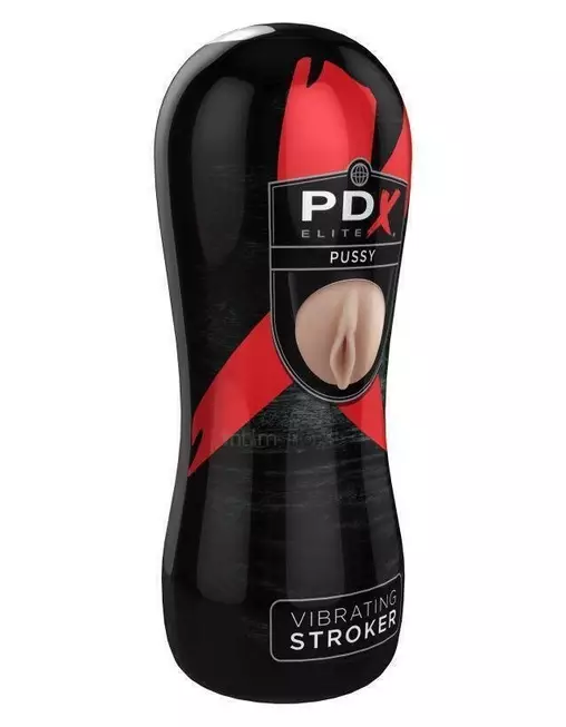 Мастурбатор-вагина в тубе с вибрацией Pipedream PDX Elite Pussy Stroker, телесный