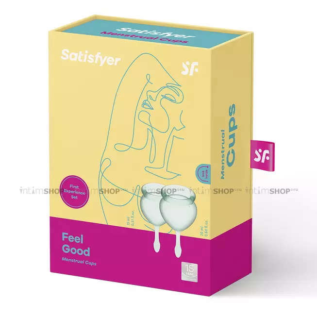 Менструальные чаши Satisfyer Feel Good, 2 шт в наборе, светло-зелёный