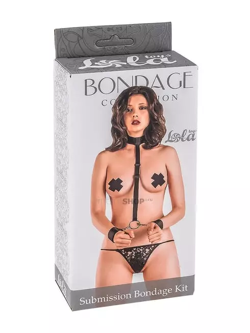 Набор для фиксации рук и шеи Lola Toys Bondage Collections Submission Plus Size, черный