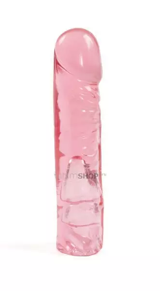 Насадка-фаллоимитатор Doc Johnson Vac-U-Lock Crystal Jellies Pink Dong 19.7 см, розовый