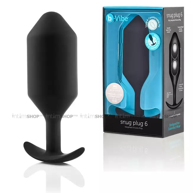 Пробка для ношения со смещенным центром тяжести B-vibe Snug Plug 6, черная