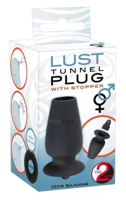 Пробка-туннель Orion Lust Tunnel Plug with Stopper с ограничителем, черный