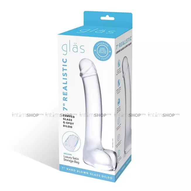 Стеклянный фаллоимитатор Glas Curved G-Spot 18 см, бесцветный