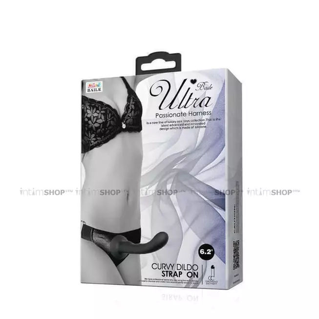 Страпон Baile Ultra Harness Curvy Dildo, черный