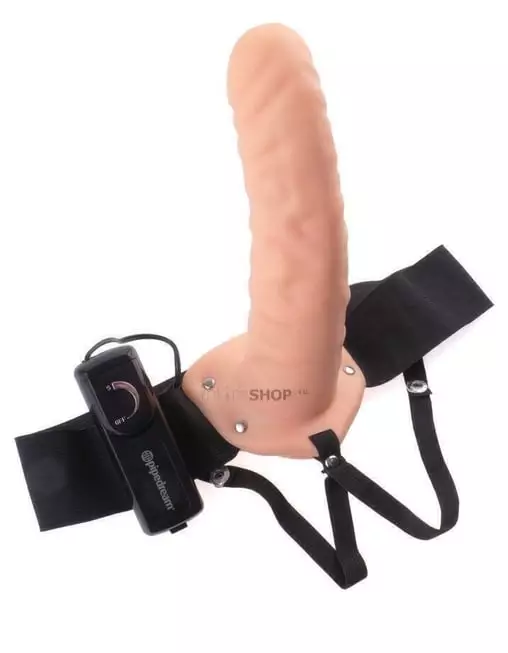 Страпон полый с вибрацией Pipedream Fetish Fantasy 8 Vibrating Hollow Strap-On, телесный