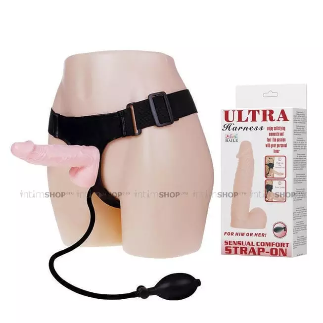 Страпон с подкачкой Utlra Harness Baile, телесный