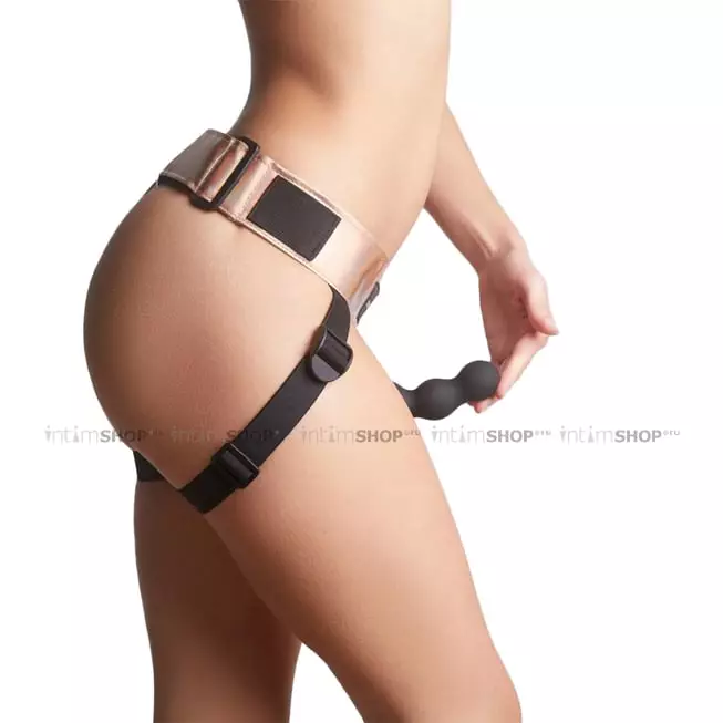 Трусики для страпона Strap-on-me Leatherette Harness Curious OS, розовое золото