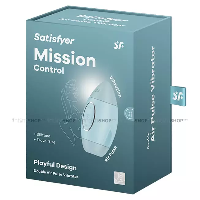 Вакуумно-волновой стимулятор клитора с вибрацией Satisfyer Mission Control, голубой