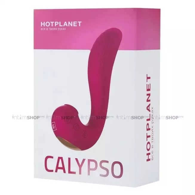 Вакуумно-волновой вибратор 3 в 1 с язычком Hot Planet Calypso, бордовый