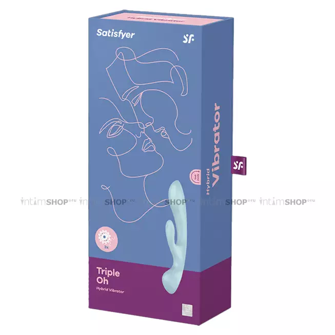 Вибратор 2 в 1 Satisfyer Triple Oh, голубой