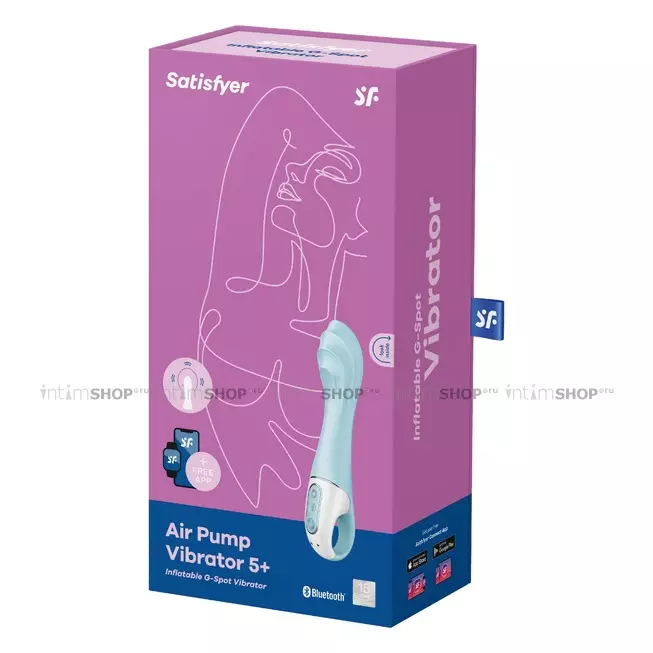 Вибратор для точки G с расширением Satisfyer Air Pump Vibrator 5+, голубой